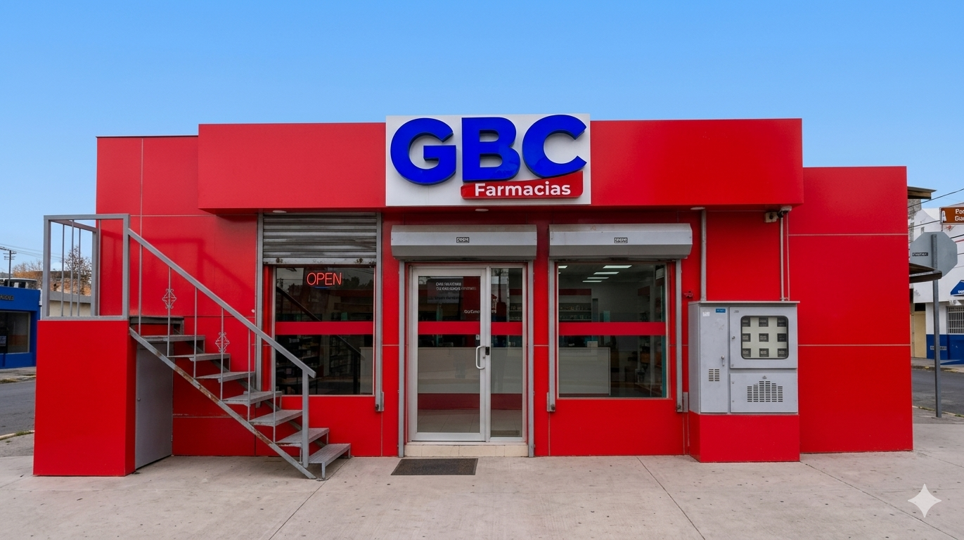 Fachada de Farmacia GBC · Santiago VI – Ens. Libertad