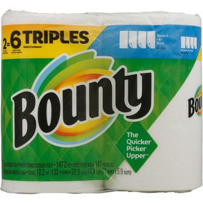 Bounty Paper Towels, Select-A-Size, Triples, White, 2-Ply