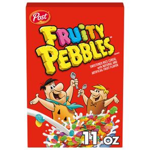 Post Fruity PEBBLES Breakfast Cereal, Gluten Free, Kids Snacks, Small Cereal Box