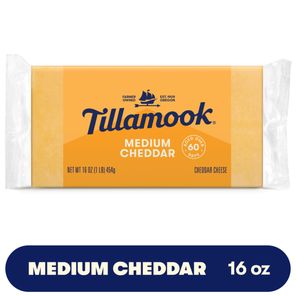 Tillamook Medium Cheddar Cheese Block, 16oz